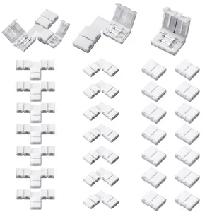 40 Pack 2 Pin LED Light Strip Connectors Kit for 3528 2835 SMD RGB Strip, L-Shaped T-Shaped Solderless Gapless Adapter Connectors, Easy for DIY Lighting Projects (White) ﻿