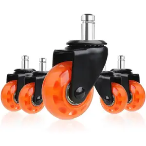 Office Chair Caster Replacement Wheel for Hardwood Floor and Carpet,2" Heavy Duty Universal Floor Safe Caster Set of 5,Rubber Wheels Office Chair to Replace Office Chair mats,fits 98% Chairs
