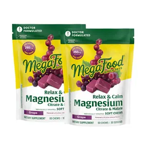 MegaFood Relax & Calm* Magnesium Soft Chews | Grape Flavor | Promotes Relaxation & Muscle Calm* | Dr. Formulated | 60 Chews