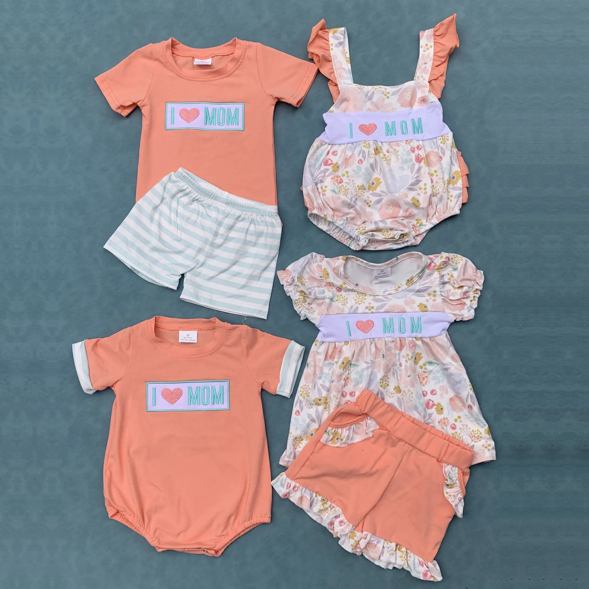 I love Mom Mothers day kids girls summer outfit I love Mom Mothers day kids girls summer outfit