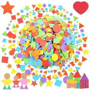 15g 1-3cm Geometric Colored EVA Patch Stickers (About 150pcs) - Reusable Self-Adhesive DIY Handmade Stickers for Diary Decoration, Graffiti, Scrapbooking & Craft Projects, Creative Art Stickers for Journaling Lovers