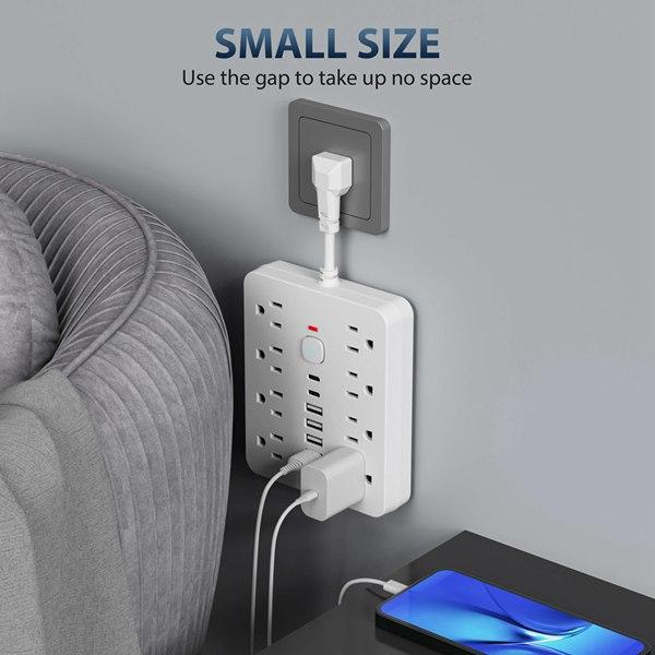 Multi-Function Multi-Socket Extension Cord with USB Type-C Charging Adapter Short Cable US Standard AC 110V Flexible Soft Cord