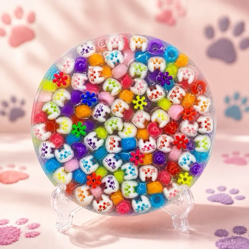 Kitty Frenzy Silicone Picky Pad Fidget Toy - Skin Picking Tool for Stress Relief and Relaxation, ADHD & Anxiety Fidget, Skin Picking Tool for Relaxation Colorful Beaded