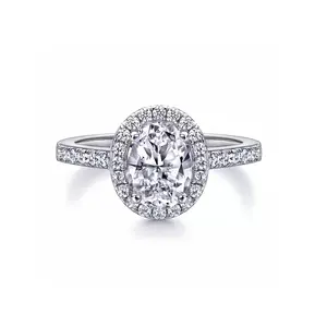 S925 Sterling Silver Oval Cubic Zirconia Halo Ring, Sparkling Statement Jewelry for Women, Ideal for Wedding, Engagement, Party, Date Night & Anniversary