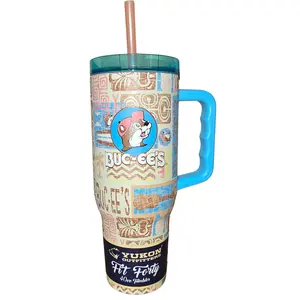 Limited Edition Buc-ee's Tumbler Bottle- 40 oz Beverage Portable Drinkware with Ergonomic Handle & Straw Reusable