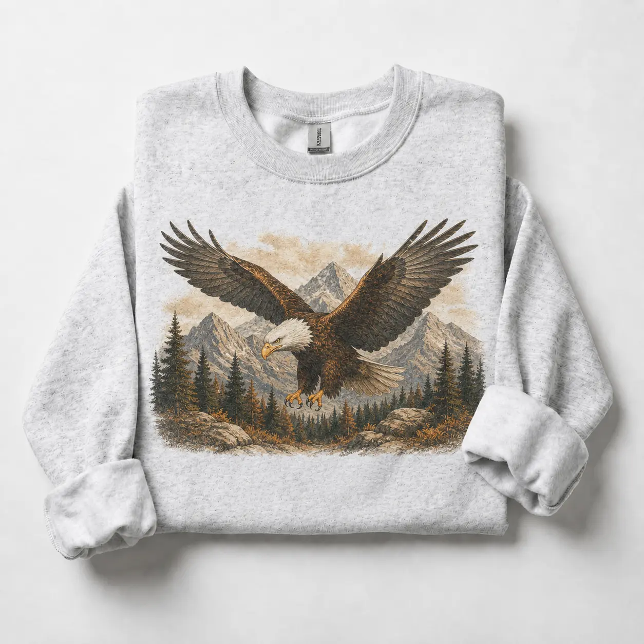 Vintage Bald Eagle Mountain Sweatshirt - Majestic Soaring Bird Country Crewneck Pullover for Men Women
