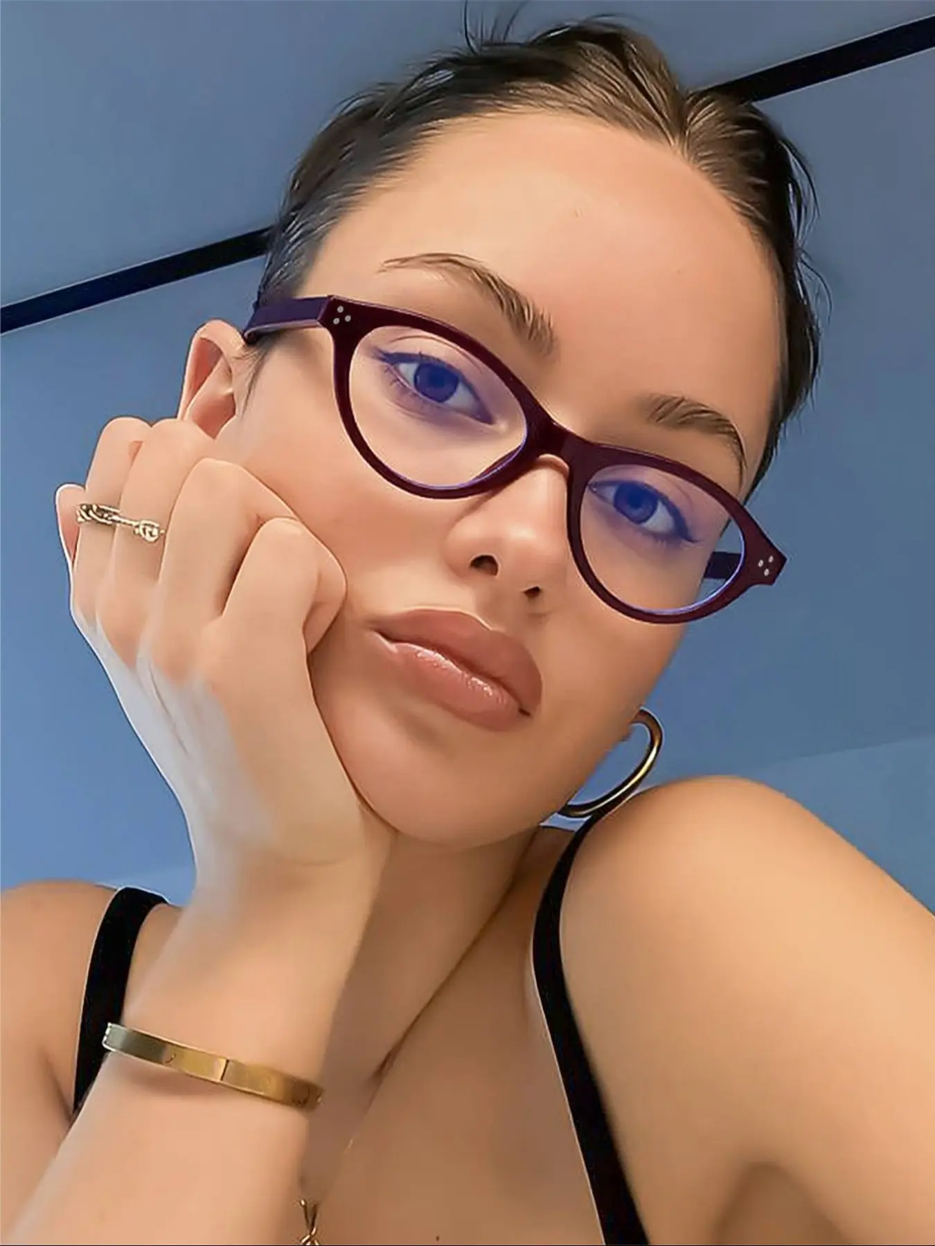 Elegant Oval Frame Blue Light Blocking Glasses for Women, Stylish Workwear Accessories, Lightweight Comfortable Daily Wear, Stylish Eyewear