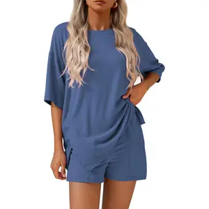 2 Piece Sets for Women Summer Lounge Sets Casual Oversized Tshirts Shorts Matching Airport Travel Outfits Postpartum
