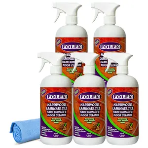 Folex Hardwood, Laminate, Tile, Hard Surface & Floor Cleaner with Reusable Cleaning Cloth, Fresh Almond Scent, Residue and Streak Free - 5 Pack