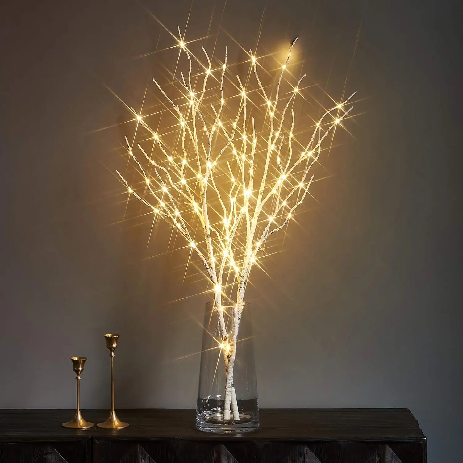 Lighted White Twig Branches 32IN 100 LED with Timer Battery Operated, Artificial Tree Branch with Warm White Lights for Holiday Xmas Home Decoration Indoor Outdoor Decor, Lighted Decorative Lights