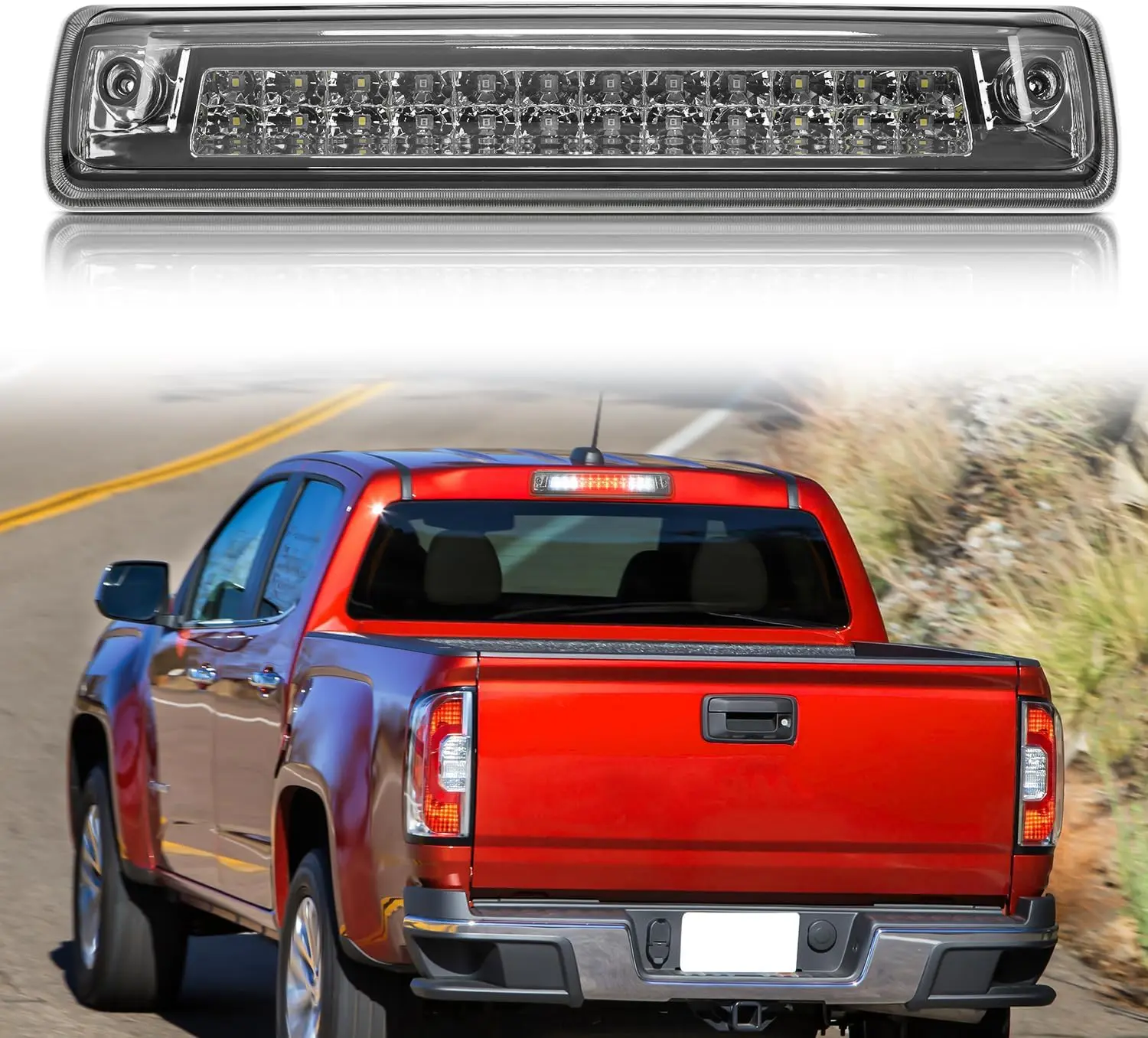 Nilight Smoked Lens LED Blinker ABS High Mount Third Brake Light - 12V Plug & Play Carlight, Brightening Brake Warning Carlights for Chevy Colorado, GMC Canyon 2015-2018, All Weather Automotive Accessories for Car