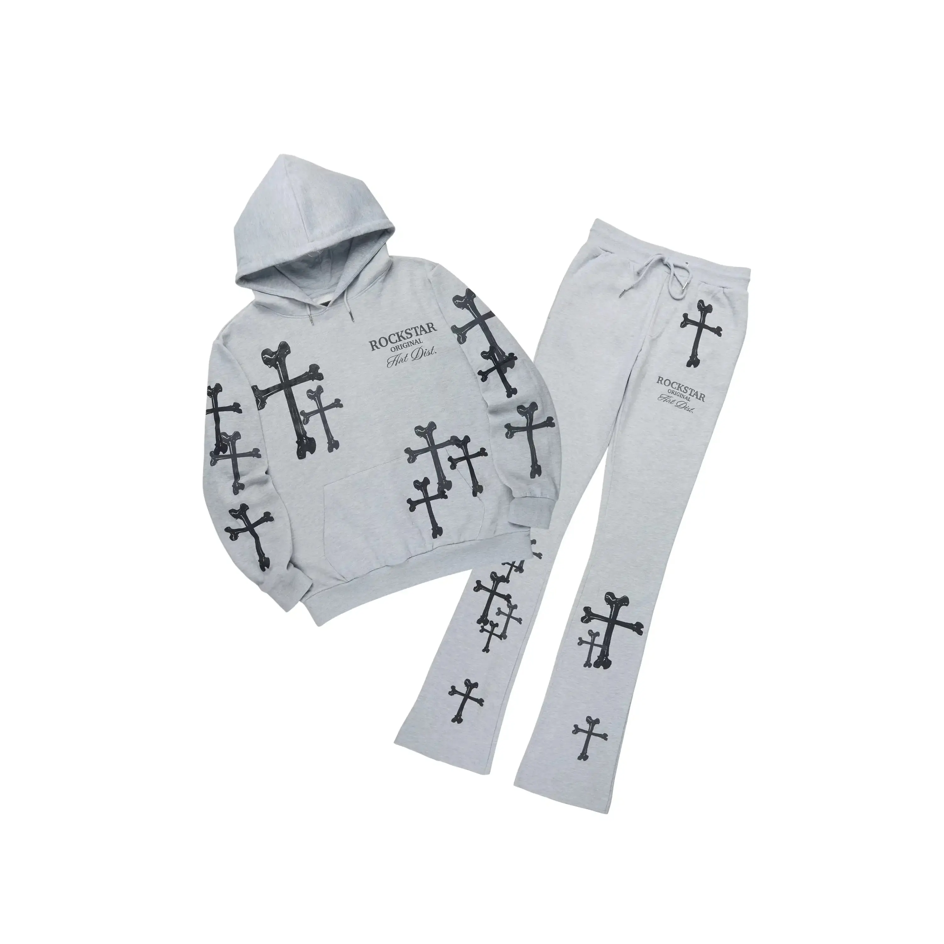Olivier 2.0 Heather Grey Hoodie/Stacked Flare Track Set Olivier 2.0 Heather Grey Hoodie/Stacked Flare Track Set