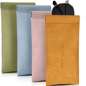 Genuine leather eyeglass case, PU soft leather sunglasses bag, squeezable top portable eyeglass case, Portable Sunglasses Organizer, Eyeglasses Holder, can be used as a storage