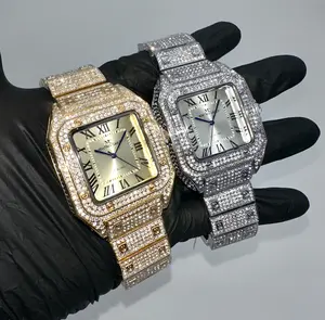 18k Gold/White Gold 54mm Roman Numeral Dial Square ICED-OUT Hiphop Luxury Watch