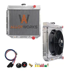 Alloyworks 4 Row Radiator with Shroud Fan Relay For 67-1970 Ford Mustang Mercury 20 2/3" H x 22 1/5" W