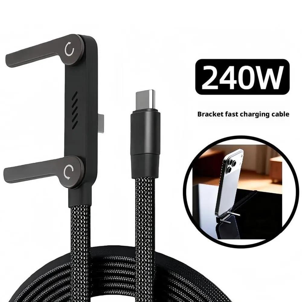2-in-1 Charging Cable with Phone Stand – 240W Fast Charge Cord with Invisible Holder for iPhone & Android, Desk & Travel Essential 🇺🇸 Fast Ship
