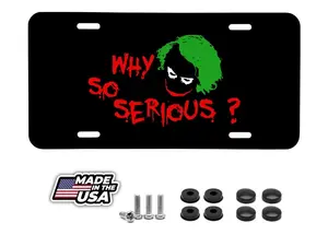 Why So Serious License Plate Frame - Funny Cover Front Plate Red, Car Accessories