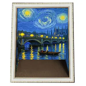 Oil Painting Cat Scratcher, 3D Vertical Cat Scratching Board with Frame, Cat Nest for Indoor & Outdoor Cats
