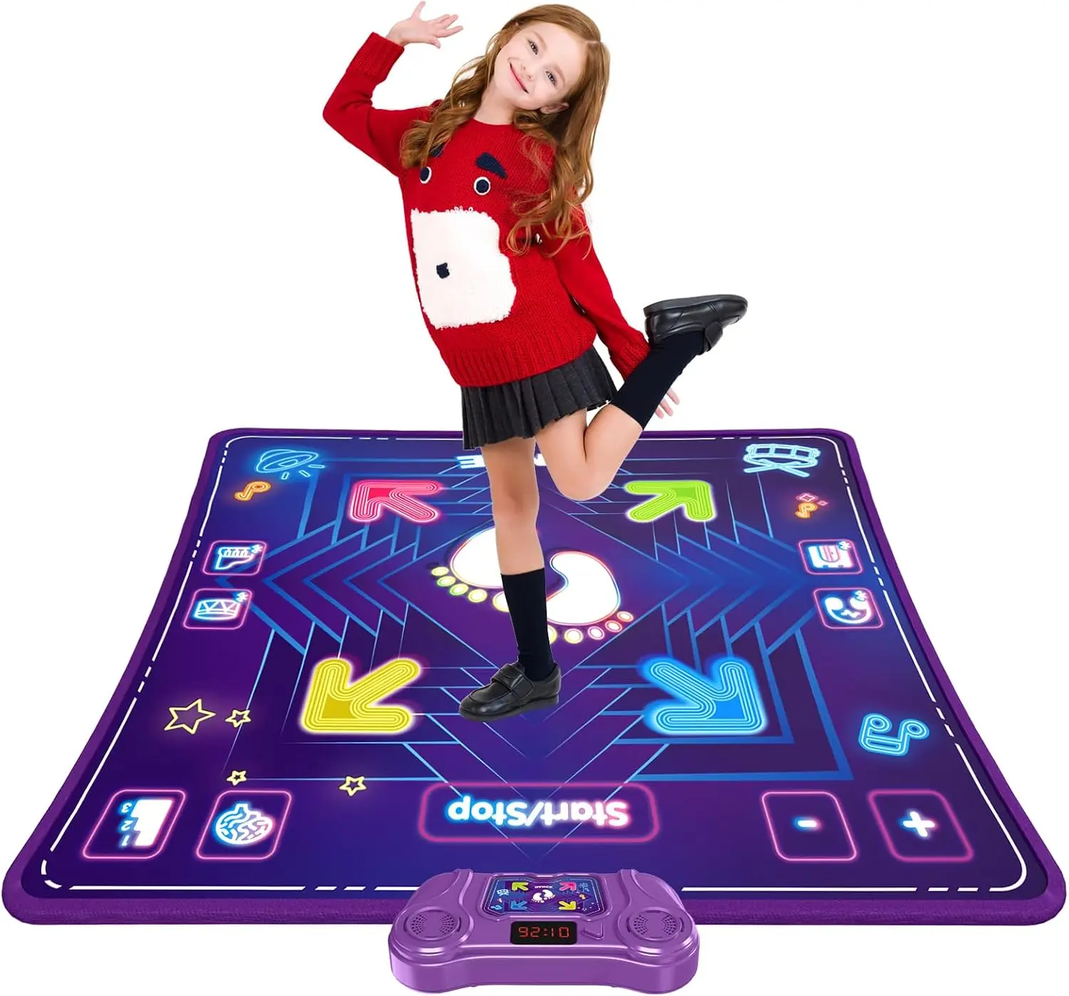 KAKTIN Dance Mat for Kids, Dance Mats with LED Light & Wireless Bluetooth | for Girls & Boys Ages 3–12, Music Dance Toy with 5 Modes Game 3 Speeds, 35.43-inch Dance Pad, Birthday Xmas Gifts