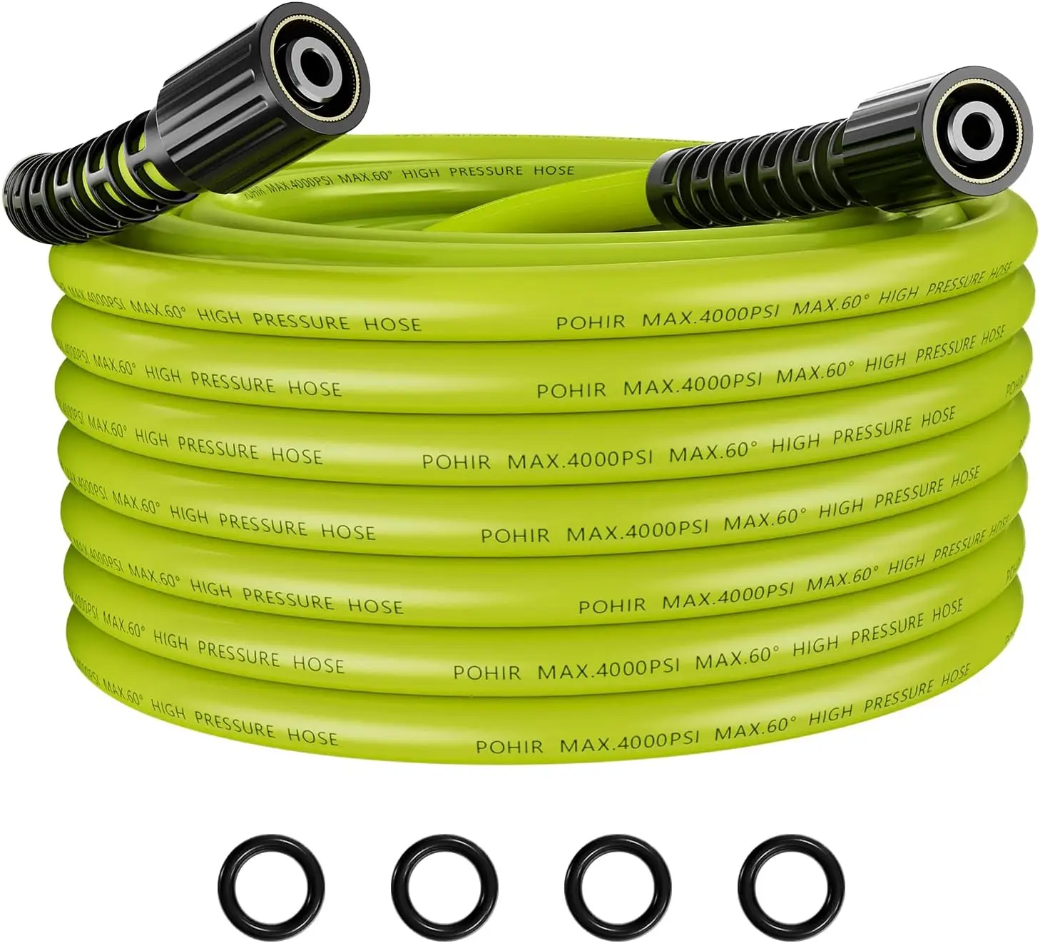POHIR Pressure Washer Hose 25ft*1/4", 4000PSI Kink Resistant Power Washer Replacement Hose with M22 14MM Swivel,Pressure Washer Extension Hose