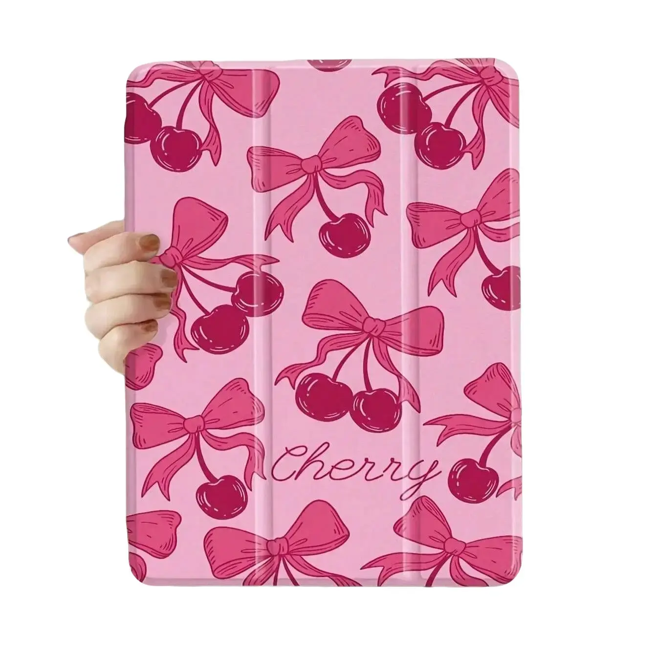 Drop-Resistant Stylish Sweet Cherry Bow Pattern Tablet Case - Custom-Fit for 2024 Pro (11in/13in), Air (11in), 2023 10.9in 10th Gen, 2025 11th Gen, Cut Out Design, Fits Various Multiple iPads Accessories, Durable
