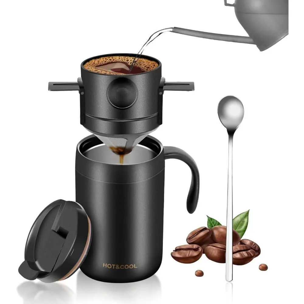 16oz Camping Coffee Maker Pour Over Coffee Maker Set, Camp Pour Over Set, Portable Coffee Kit for Travel, Camping, Offices, Backpacking
