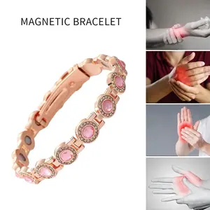 Fashionable and luxurious round single breasted magnetic bracelet | Adjustable wristband with built-in strong magnet, polished copper material, auspicious jewelry, perfect gift for loved ones, elegant magnetic bracelet, perfect for women's casual wear