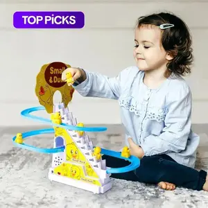 Cute Interactive Duck-Shaped Electric Race Track Toy - Musical Light-Up Indoor Recreation Equipment with Multicolor Ducks, Rotating Slide for Leisure Play & Cognitive Skills Development