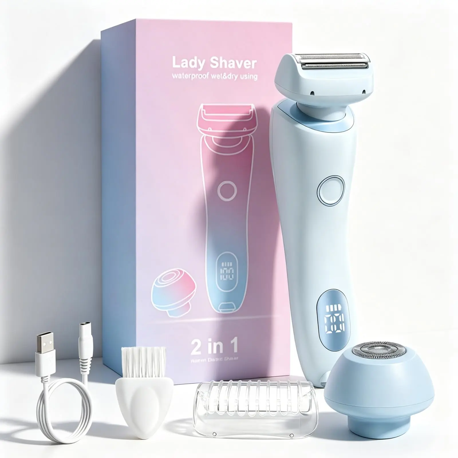 Women’s SilkGlide Cordless Electric Shaver for Women - Beauty Products with 2 Heads, Detachable Blade, Bikini & Whole Body Use, IPX7 Waterproof Wet/Dry Use, USB Rechargeable Cordless Trimmer