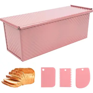 Pink Loaf Pan with Lid - Perfect for Baking-Sandwich Bread, PFOA & PTFE Free, Healthy & Stylish Non-Stick Bread Loaf Pan for Homemade Bread