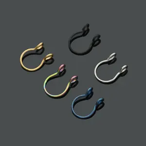 Faux Hoop Septum Horseshoe Stainless Steel Non Piercing Faux Nose Septum Rings Non-pierced Clip On Nose Segment Piercings Rings