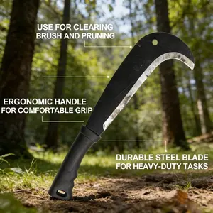 Weeding Sickle Machete Knife Brush ClearingHand Sickle Garden Tool with Carbon Steel ThickBlade Gardening Machete for Yard Work Limb Branch Cutter Tree Trimmer Tool Kit Tool Box
