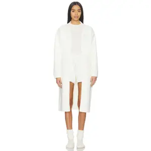 Barefoot Dreams CozyChic Luxe Robe With Rib Detail in Pearl