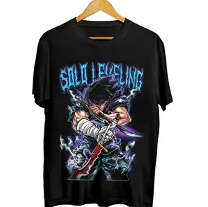 Solo Leveling Sung Jin-Woo T-Shirt – Shadow Monarch Anime Graphic Unisex Oversized Tee