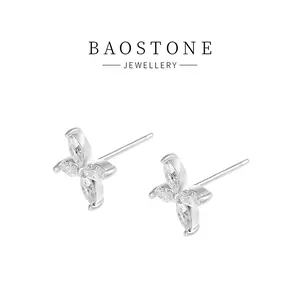 BAOSTONE Lab Created Artificial Gemstone 925 Silver Earrings-MARQUISE STUDS-#E131