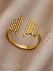 Simple Geometric Design Stainless Steel Cuff Ring, Statement Multi Ring, Casual Open Adjustable Ring For Daily Wear, Fashion Stackable Rings, Fashion Accessories For Women & Men