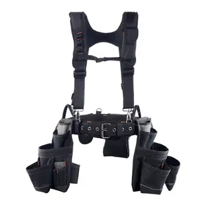 VEVOR Tool Belt 19 Pockets Heavy Duty Adjustable Utility Belt for Electrician Carpenter Construction with Suspenders Detachable Suspension Rig for Men