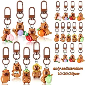 Cute Capybara Keychain Set, Adorable Resin Cartoon Keyrings, Bag Phone Wallet Accessories, Birthday Christmas Newborn Party Gifts, Cute Keychains For Car Keys