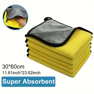 Wash Towel – 5pcs/set Thickened Wash Towel with Strong Water Absorption – Multifunctional Towel for Bathroom & Kitchen – Car Wash Microfiber Towel & Car Detailing Accessories – Absorbent Detailing Cloth & Soft Microfiber