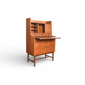 MID CENTURY SECRETARY DESK / BOOKCASE IN TEAK