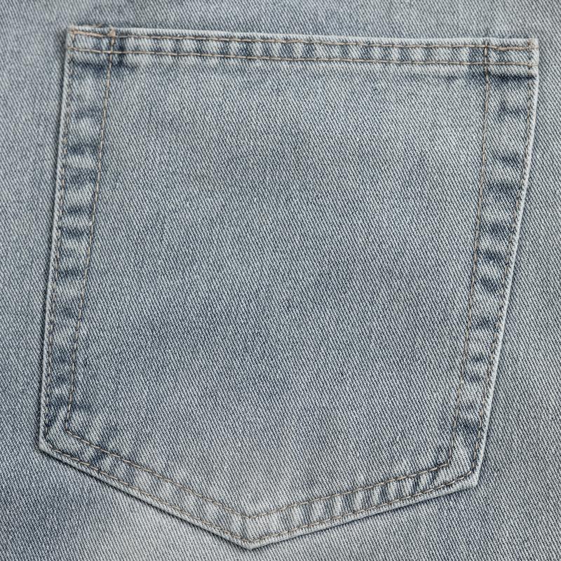 Clean Gent Men's Vintage Washed Loose Straight Jeans, Casual All-Season Trousers, Street Style, Zipper Fly, Solid Color Pattern, Everyday Denim Pants