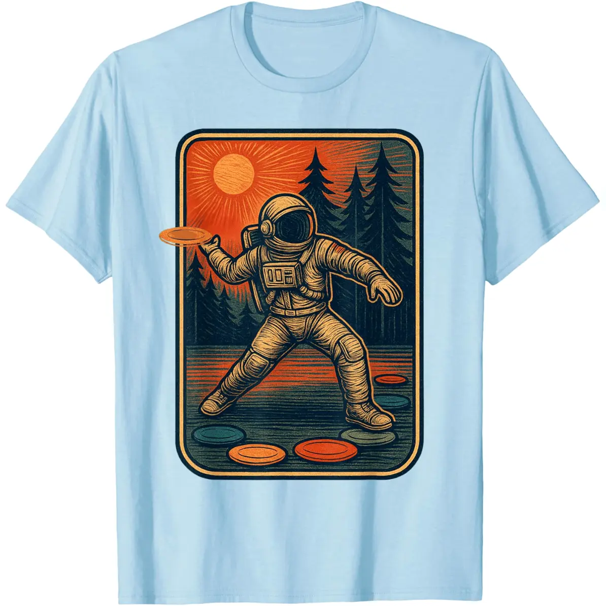 Astronaut Disc Golfer Funny Disc Golf T-Shirt Everyday Cotton T-Shirt