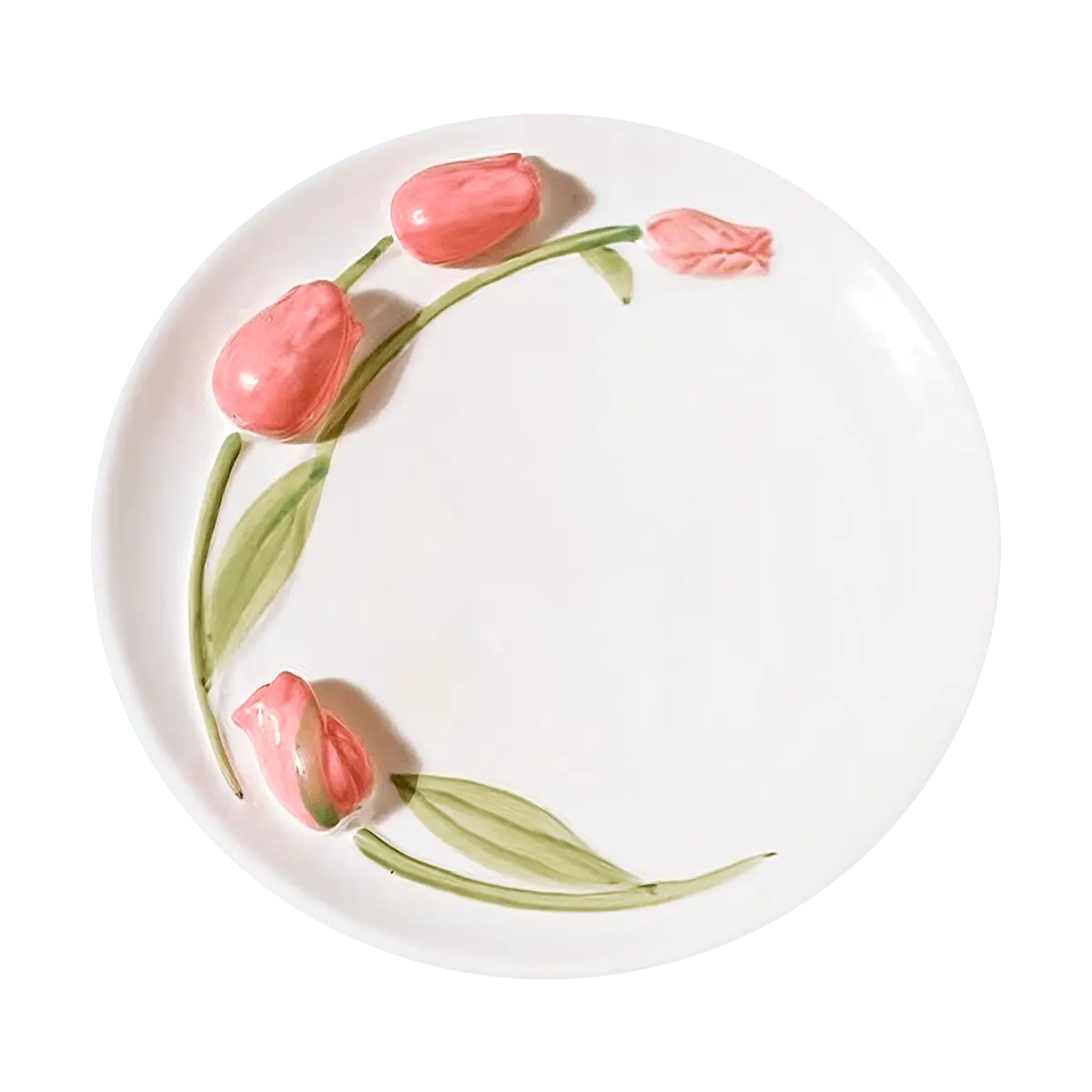 KAWASIMAYA Elegant Ceramic Plate with Tulip Design 8 Inches KAWASIMAYA Elegant Ceramic Plate with Tulip Design 8 Inches