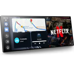 10.25" Wireless CarPlay & Android Auto Screen, Ultra-Thin Portable Car Stereo with Netflix & YouTube, HD Touchscreen Navigation, Bluetooth Mirror Link, Dash Mount Media Player for All Cars