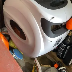 VEVOR Retractable Hose Reel, Various specifications, 100'x1/2" 180° Swivel with 9-Pattern Nozzle, Automatic Rewind, Lock at Any Length, Slow Return System