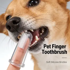 Pet Finger Toothbrush for Dogs and Cats, Soft Silicone Cleaning Brush, Teeth Care, Reduces Plaque and Tartar, Reusable, Easy to Clean