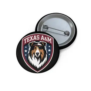 Texas A&M Collie Mascot Pin Button | Round School Spirit Badge