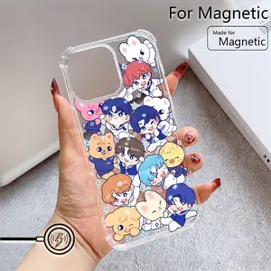 Kpop Stray Cartoon Phone Case for iPhone 16, 15, 14, 13, 12, 11 Pro Max Mini, XR, XS, X, 7, 8 Plus - Soft TPU Magnetic Transparent Shockproof Back Cover