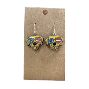 Murica Dog Earrings with American Flag Sunglasses Design Unique and Eye-Catching Jewelry