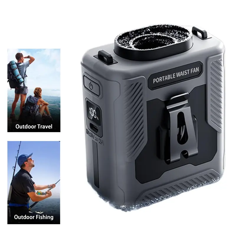 Portable Waist Fan Clip on Belt 360 Rotation Wearable Rechargeable Personal Shirt Fan Mini Waist Fan for Outdoor Camping Travel Construction